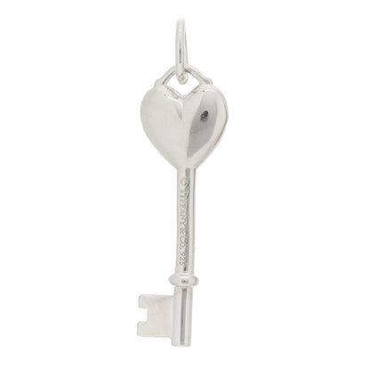 Tiffany Sterling Silver Diamond Heart Key Pendant 3 of 3