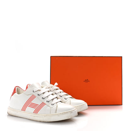 Hermes Calfskin Womens Advantage Sneakers 38 White Orange 11 of 11