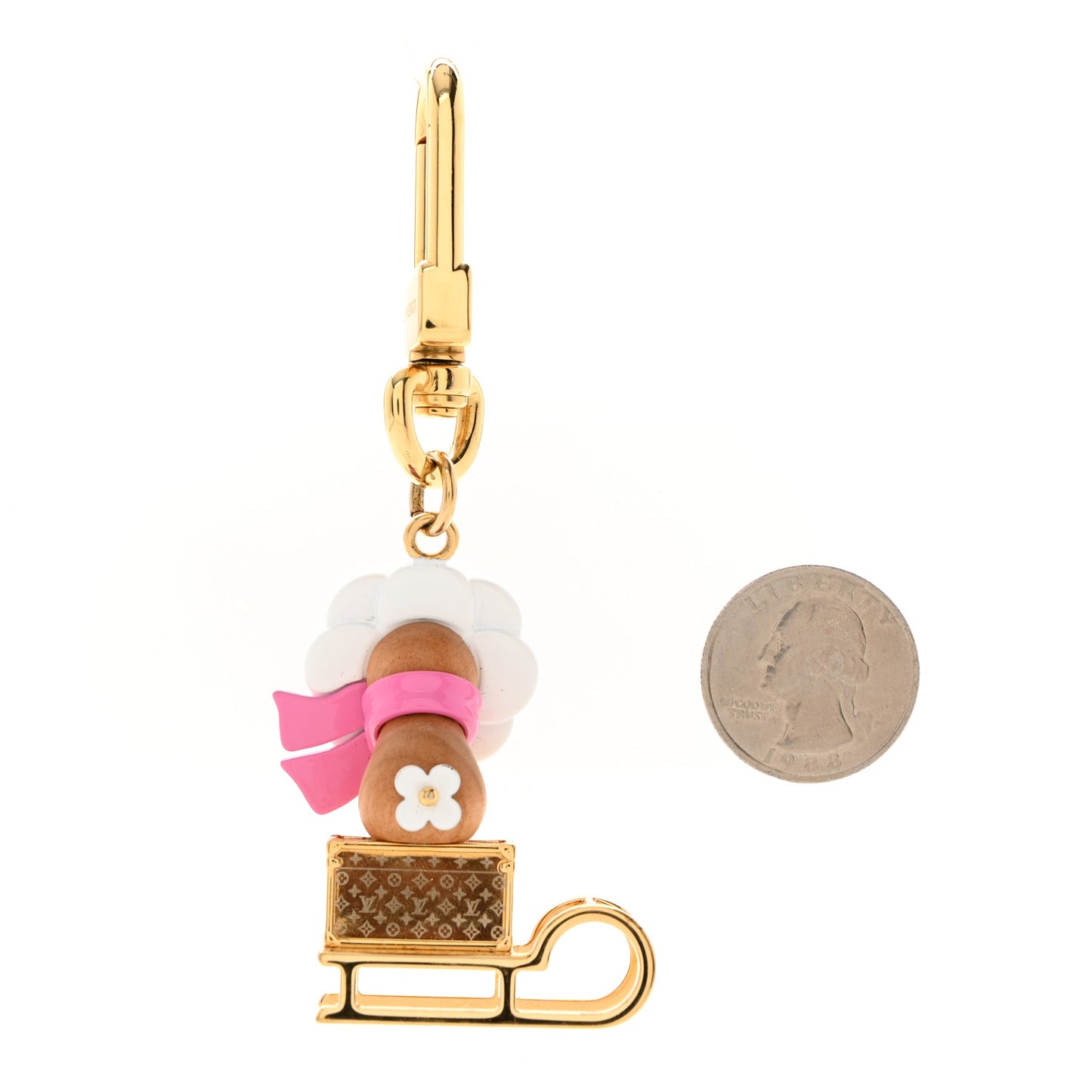 Metal Wood Vivienne Petula Sled Bag Charm Key Holder