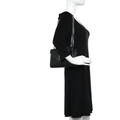 Saint Laurent Grain De Poudre Textured Mixed Matelasse Triquilt Medium Monogram Satchel Black 2 of 11