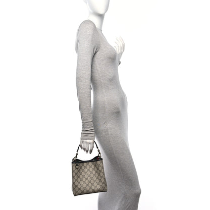 Gucci GG Supreme Monogram Emblem Mini Bucket Bag Beige Dark Brown Black 2 of 10