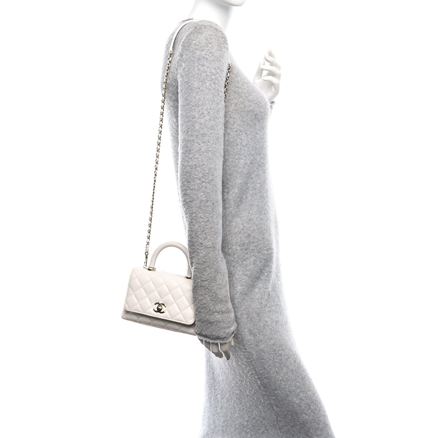 Chanel Caviar Quilted Extra Mini Coco Handle Flap White 2 of 14