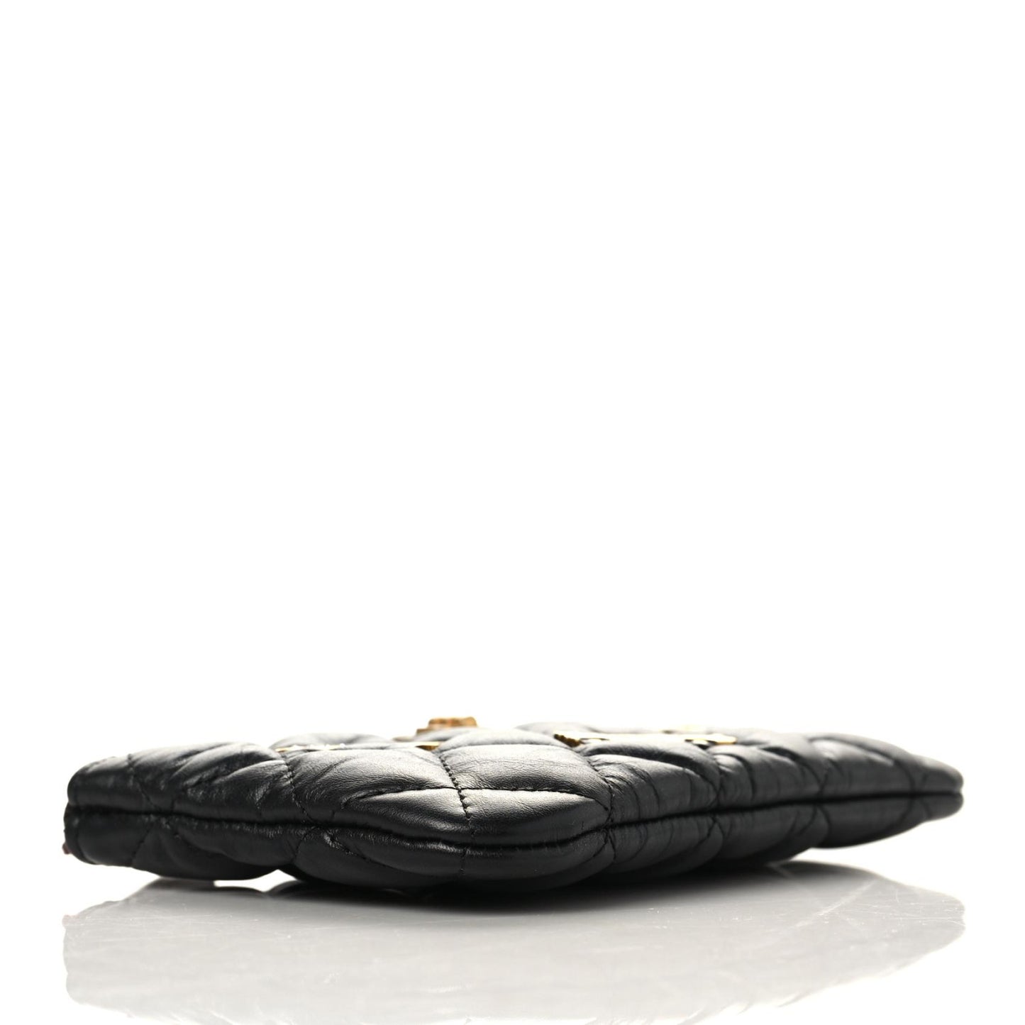 Aged Calfskin Quilted Small Lucky Charms Cosmetic Case Black