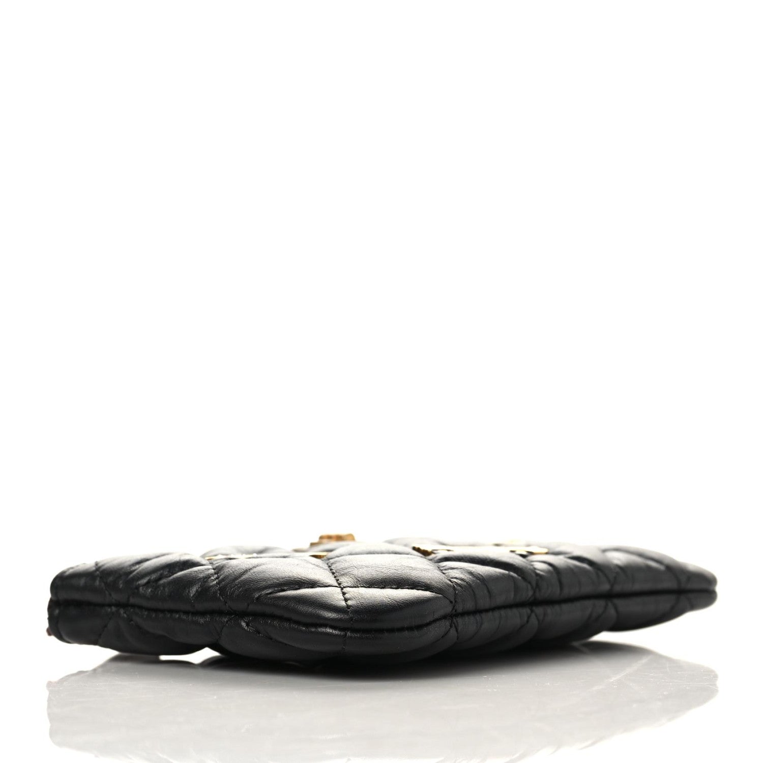 Chanel Aged Calfskin Quilted Small Lucky Charms Cosmetic Case Black 3 of 8