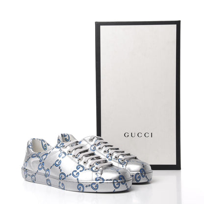 Gucci Miro Rubber Wax GucciGhost Print Mens New Ace Sneakers 7 Silver 10 of 10