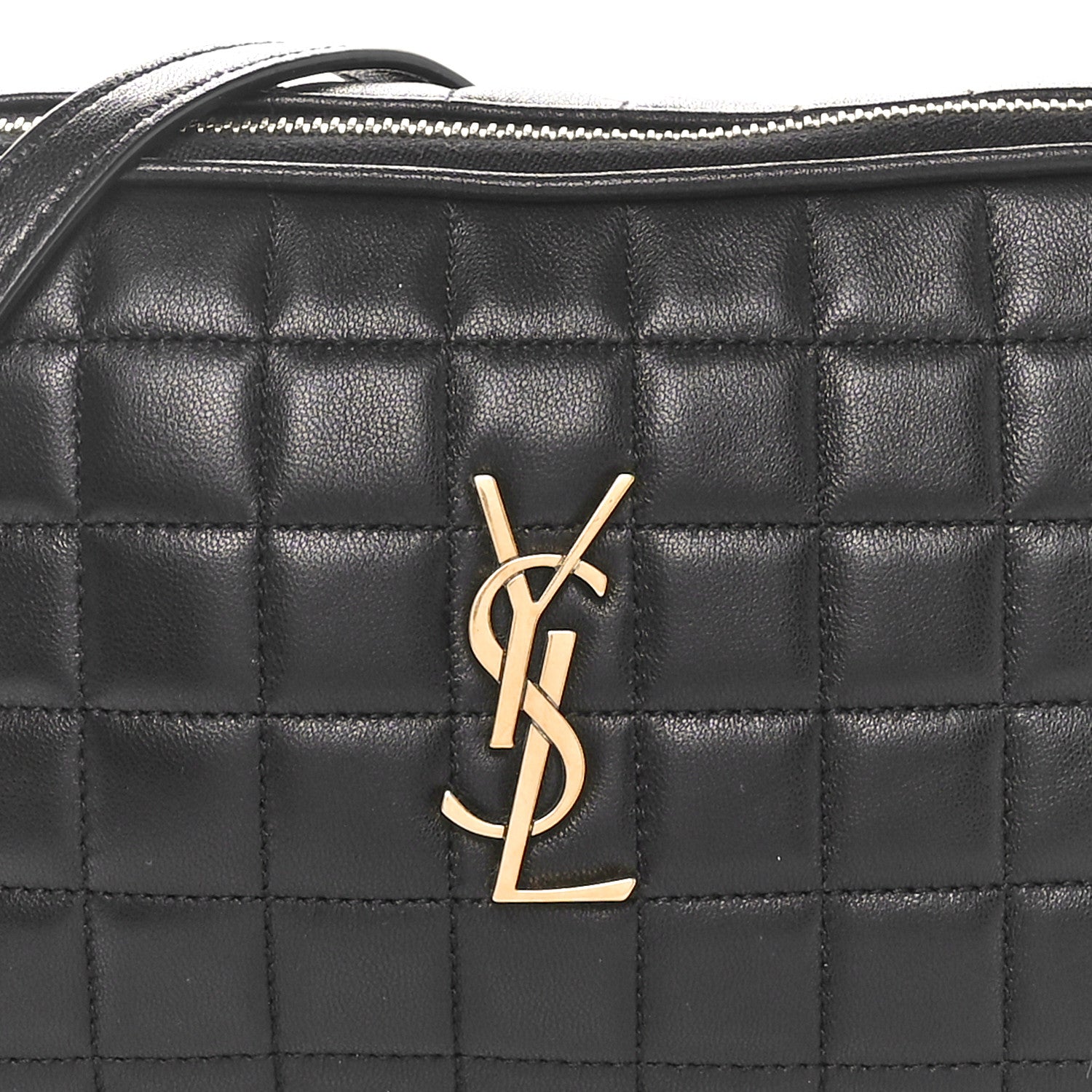 Saint Laurent Lambskin Carre Quilted Cassandre Mini Camera Bag Black 8 of 11