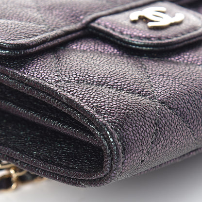 Chanel Iridescent Caviar Quilted Flap Card Holder On Chain Black 9 of 12