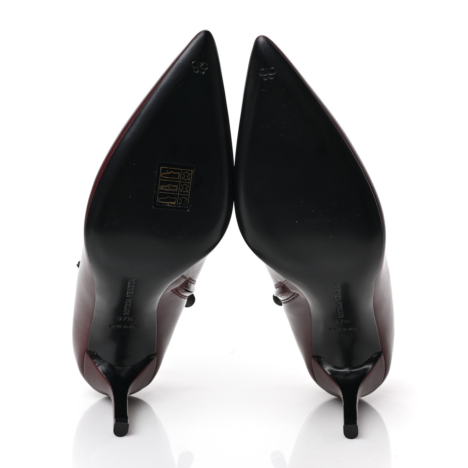 Bottega Veneta Gleam Calfskin Ankle Strap Mid Heel Booties 37.5 Barolo 5 of 6