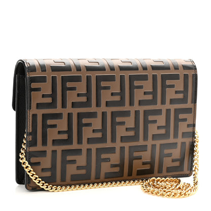 Fendi Vitello Cruise F is Fendi Bi-Color FF 1974 Embossed Medium Envelope Wallet On Chain Black Maya 3 of 10