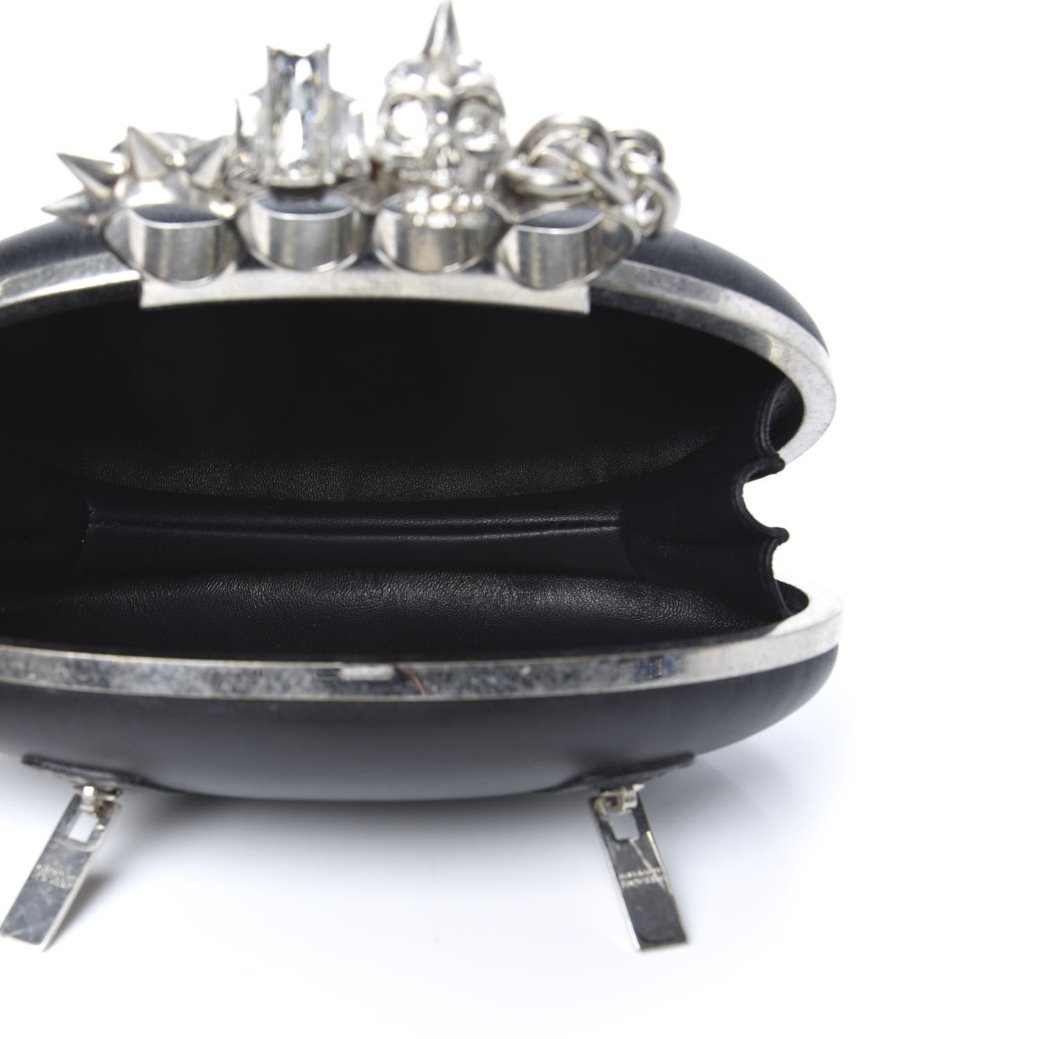 Alexander McQueen Nappa Skull Knuckle Oval Box Clutch Black 5 of 11