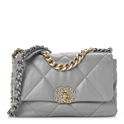Chanel Lambskin Quilted Medium Chanel 19 Flap Grey 1 of 8