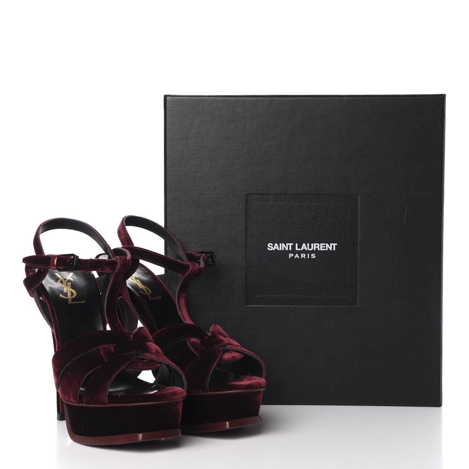 Saint Laurent Velvet Tribute 105 Platform Sandals 38.5 Burgundy 9 of 9