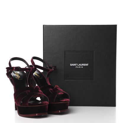 Saint Laurent Velvet Tribute 105 Platform Sandals 38.5 Burgundy 9 of 9