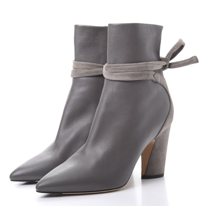 Jimmy Choo Calfskin Suede Henrietta Tie Bootie 36.5 Dark Grey 3 of 10