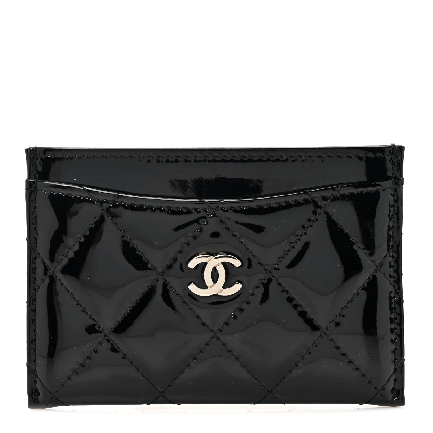 Chanel Patent Calfskin Quilted Card Holder Black 1 of 9