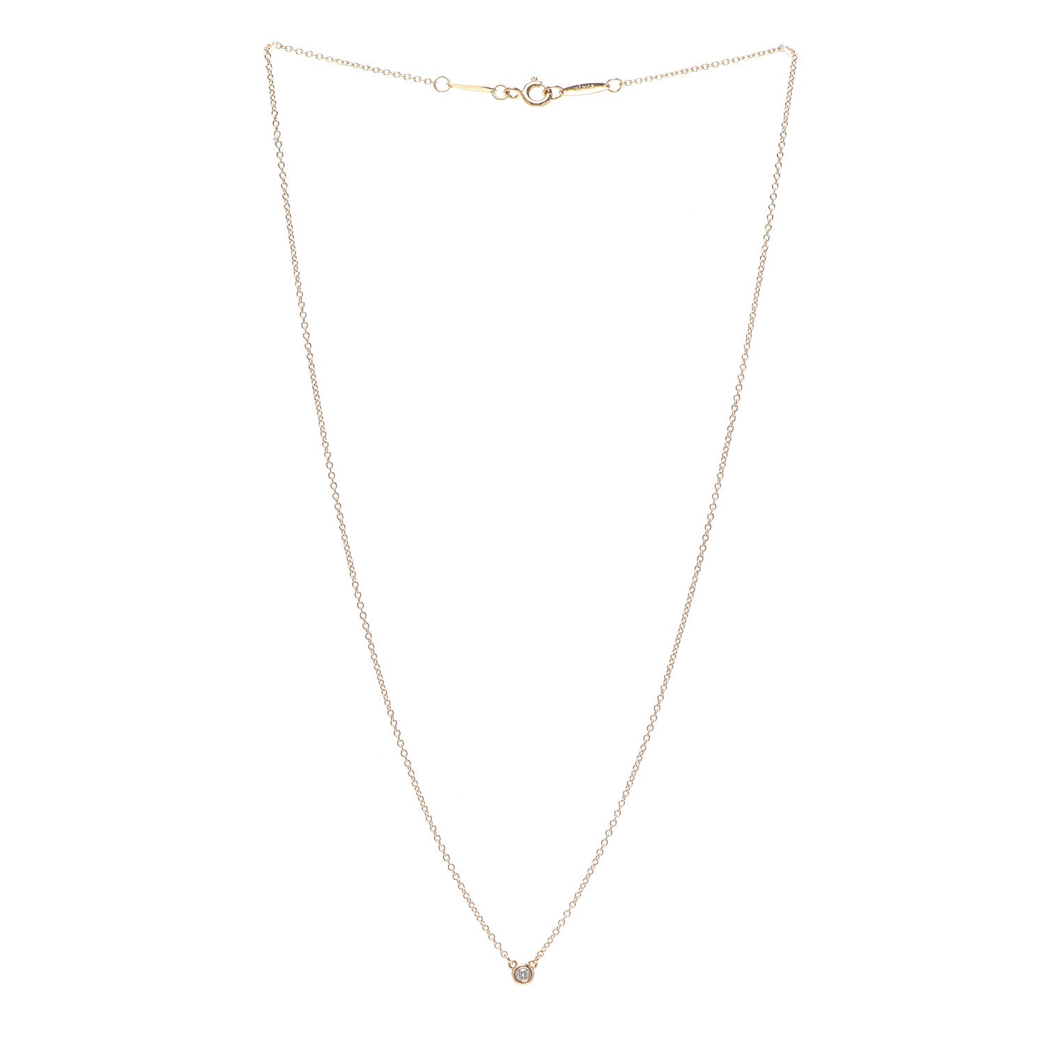 Tiffany 18K Yellow Gold Diamond .05ct Elsa Peretti Diamonds by the Yard Pendant Necklace 3 of 6