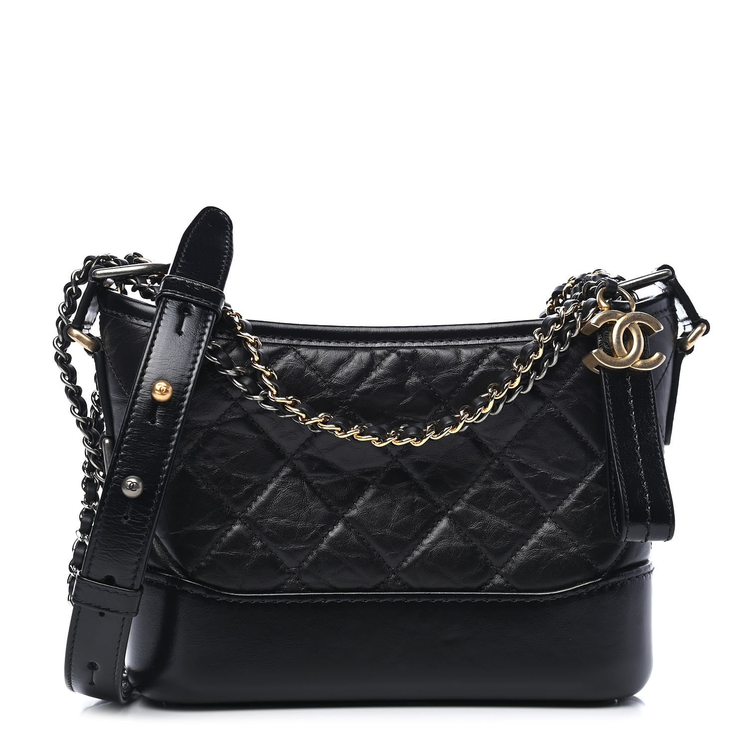 Chanel Aged Calfskin Quilted Small Gabrielle Hobo Black 1 of 9