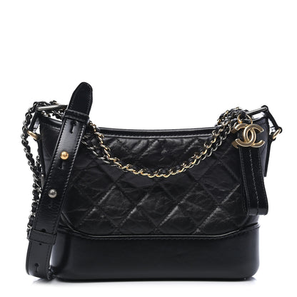 Chanel Aged Calfskin Quilted Small Gabrielle Hobo Black 1 of 9