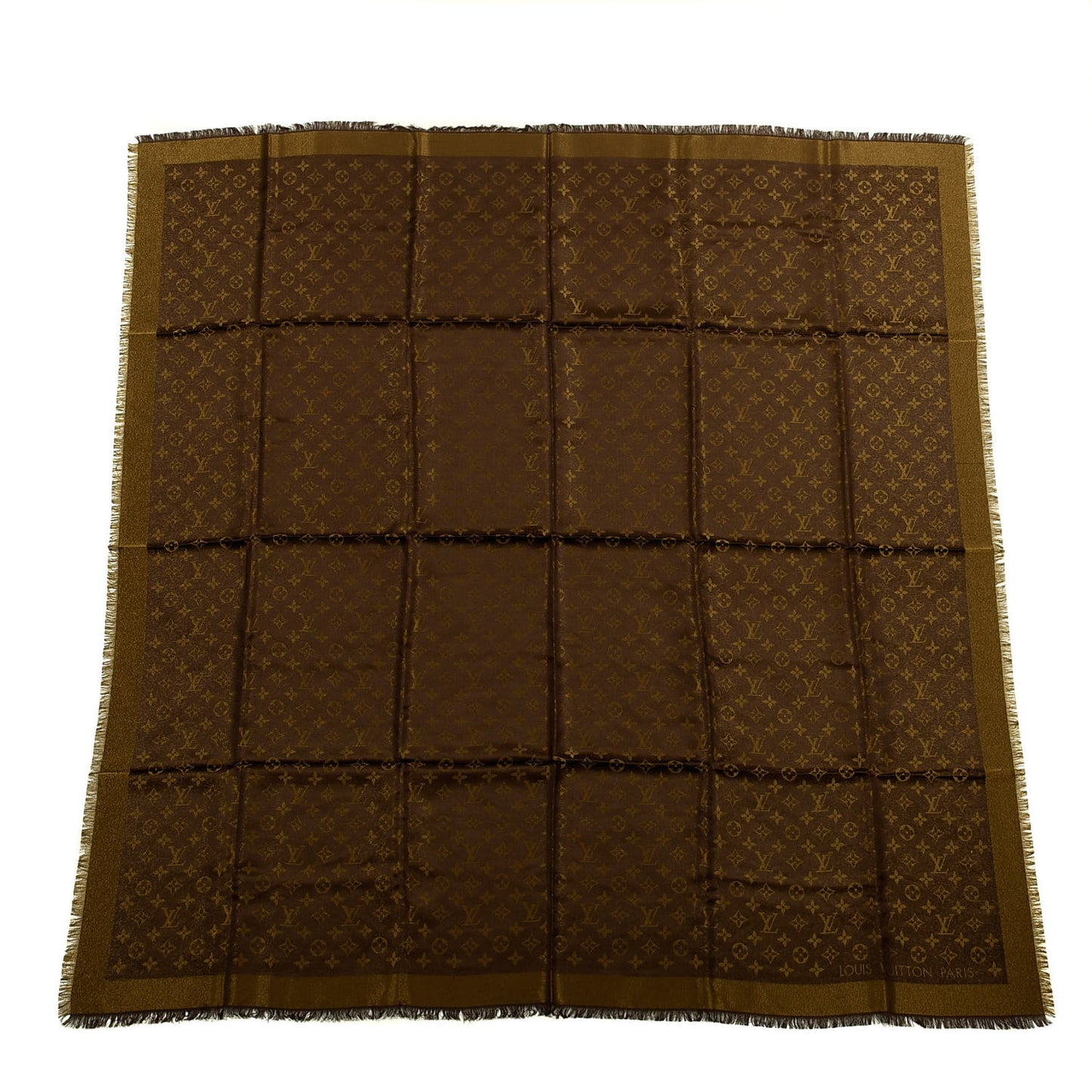 Silk Lurex Wool Monogram Shine Shawl Brown