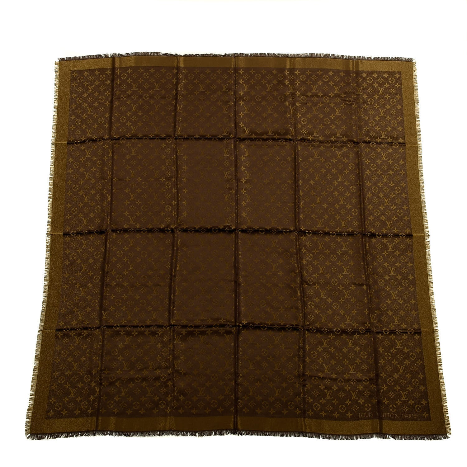 Louis Vuitton Silk Lurex Wool Monogram Shine Shawl Brown 1 of 3