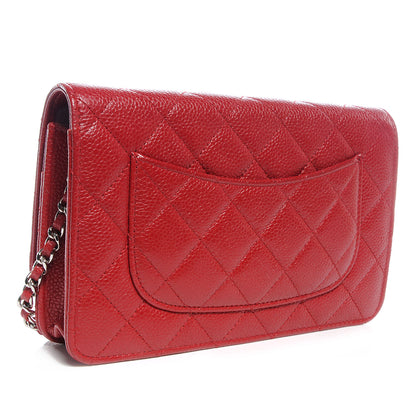 Chanel Caviar Classic Wallet on Chain WOC Red 3 of 10