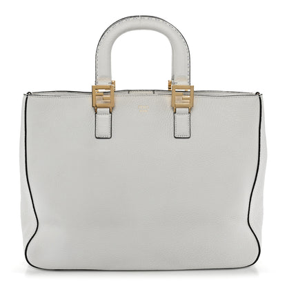 Fendi Vitello Glacier Medium FF Tote White 1 of 11