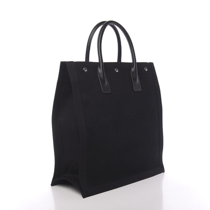 Saint Laurent Linen Calfskin Rive Gauche North South Tote Black 3 of 10