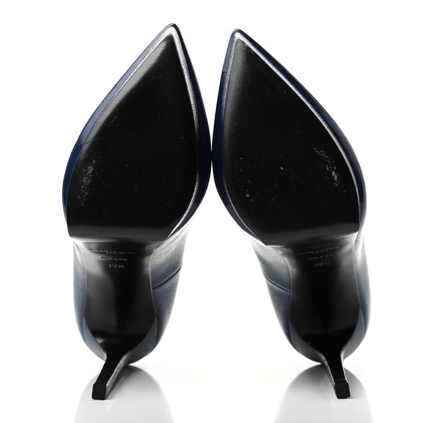 Pebbled Patent Calfskin Janis 105 Platform Pumps 38.5 Blue