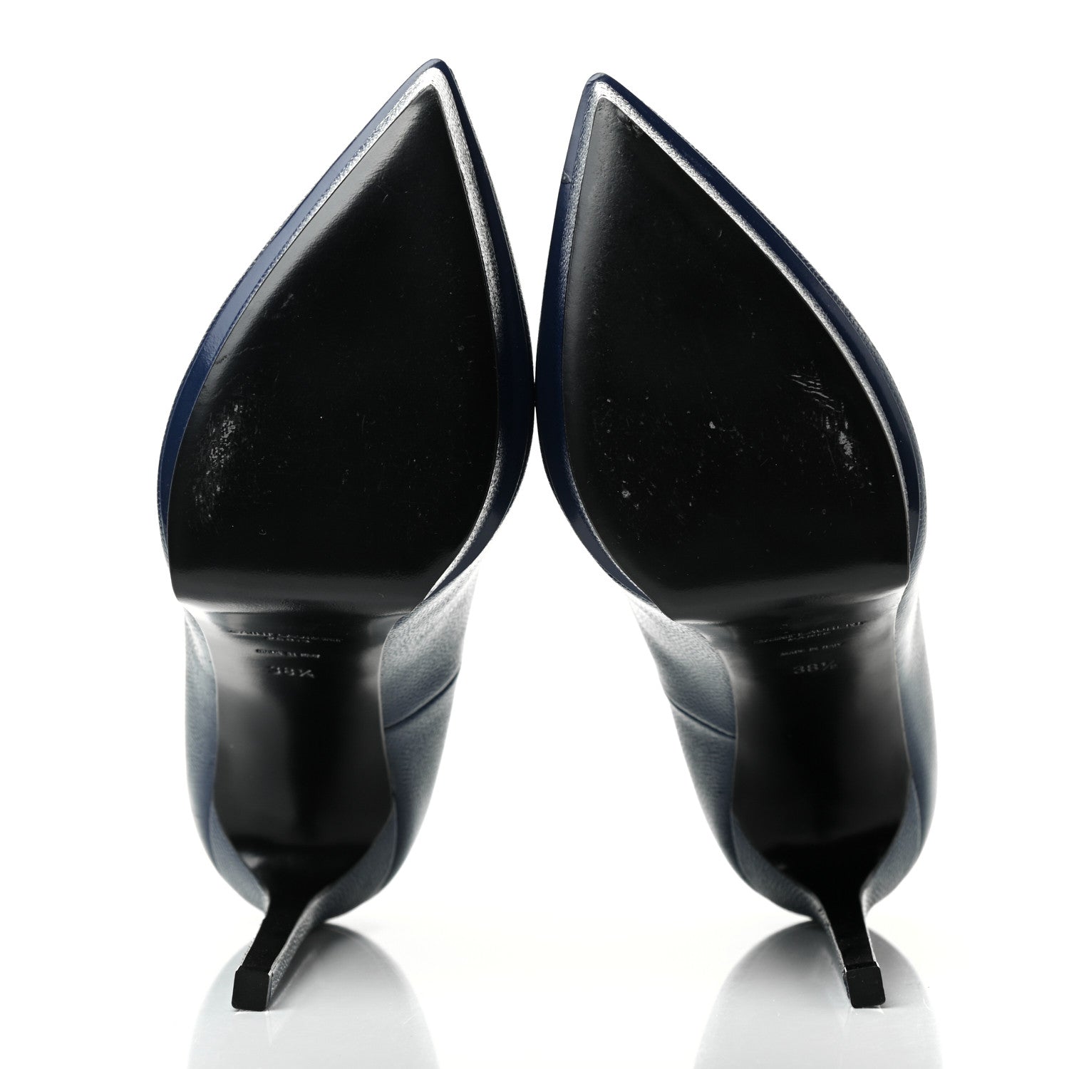 Saint Laurent Pebbled Patent Calfskin Janis 105 Platform Pumps 38.5 Blue 5 of 8