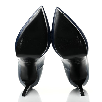 Saint Laurent Pebbled Patent Calfskin Janis 105 Platform Pumps 38.5 Blue 5 of 8