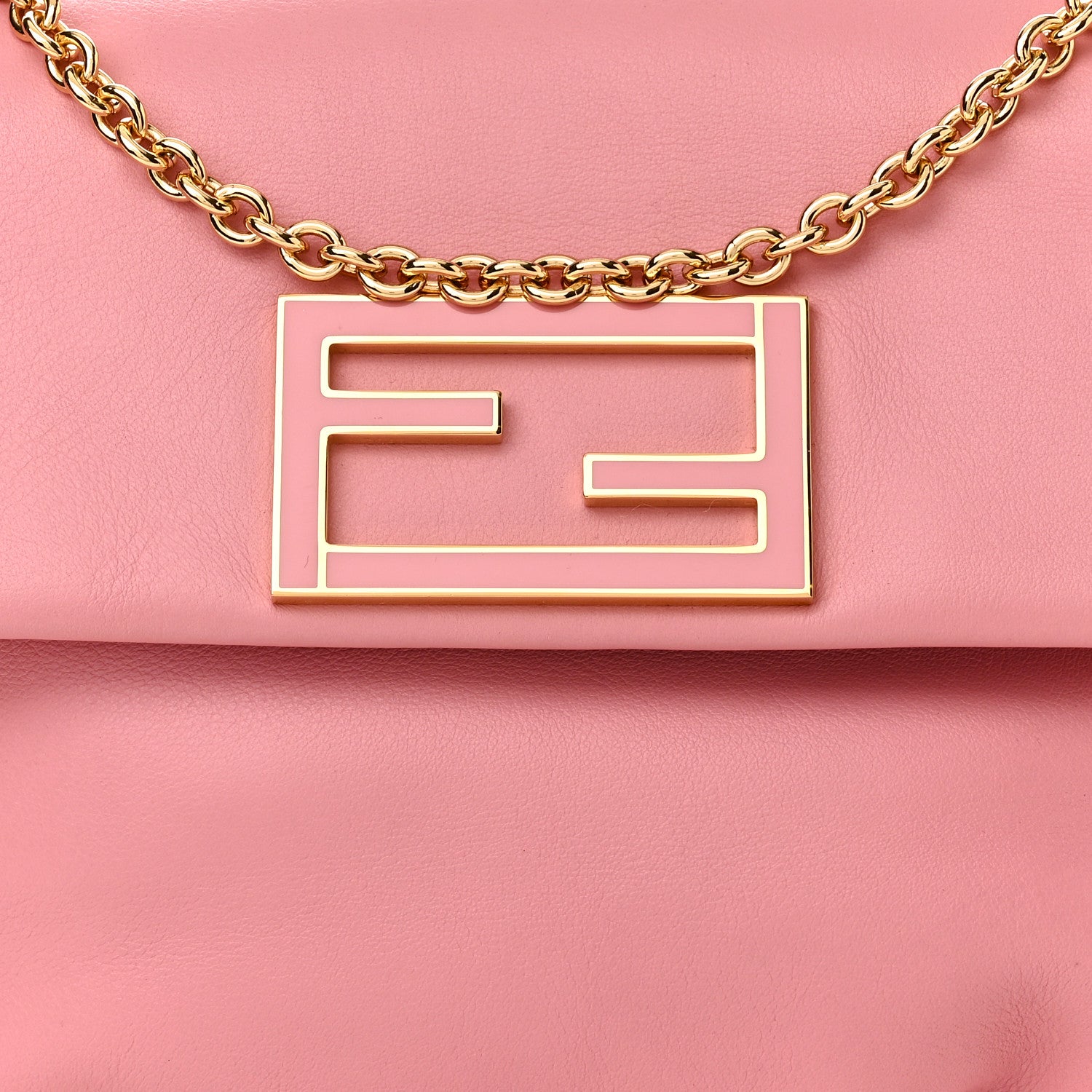 Fendi Vitello Flamingo Enamel Fendista Pouchette Crossbody Pink 9 of 14