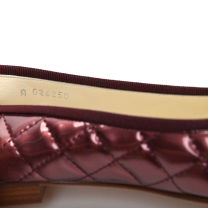 Chanel Patent Quilted Cap Toe CC Ballerina Flats 37.5 Rose Fonce 10 of 11