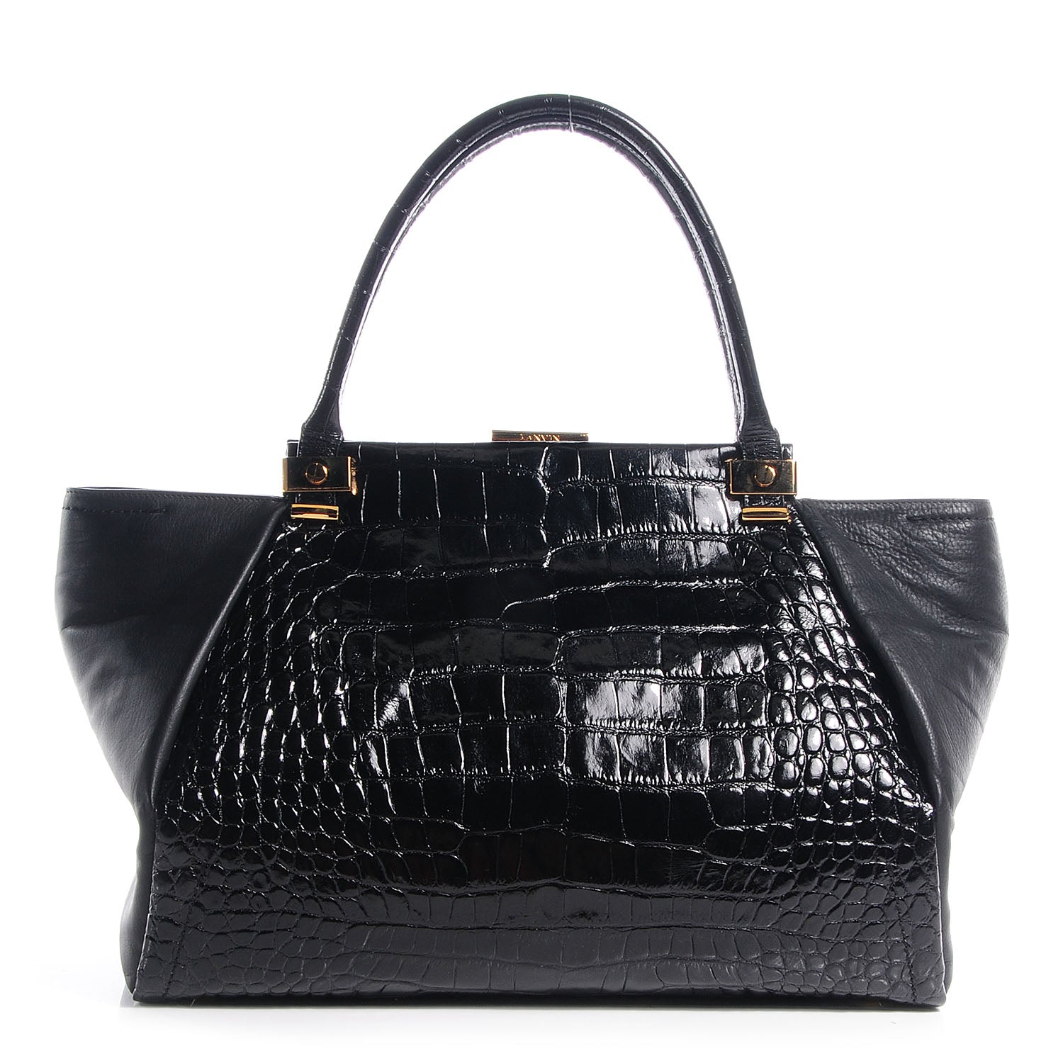 Lanvin Calfskin Croc Stamp Large Trilogy Shopper Black 1 of 13