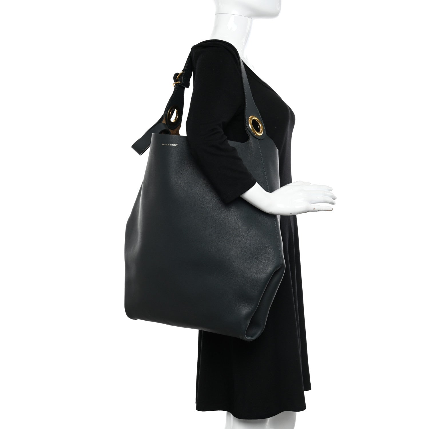 Burberry Calfskin Medium Grommet Hobo Dark Emerald 2 of 11