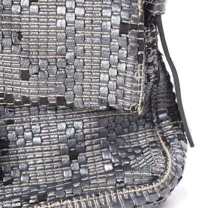 Fendi Metallic Lambskin Woven Baguette Light Grey 7 of 19