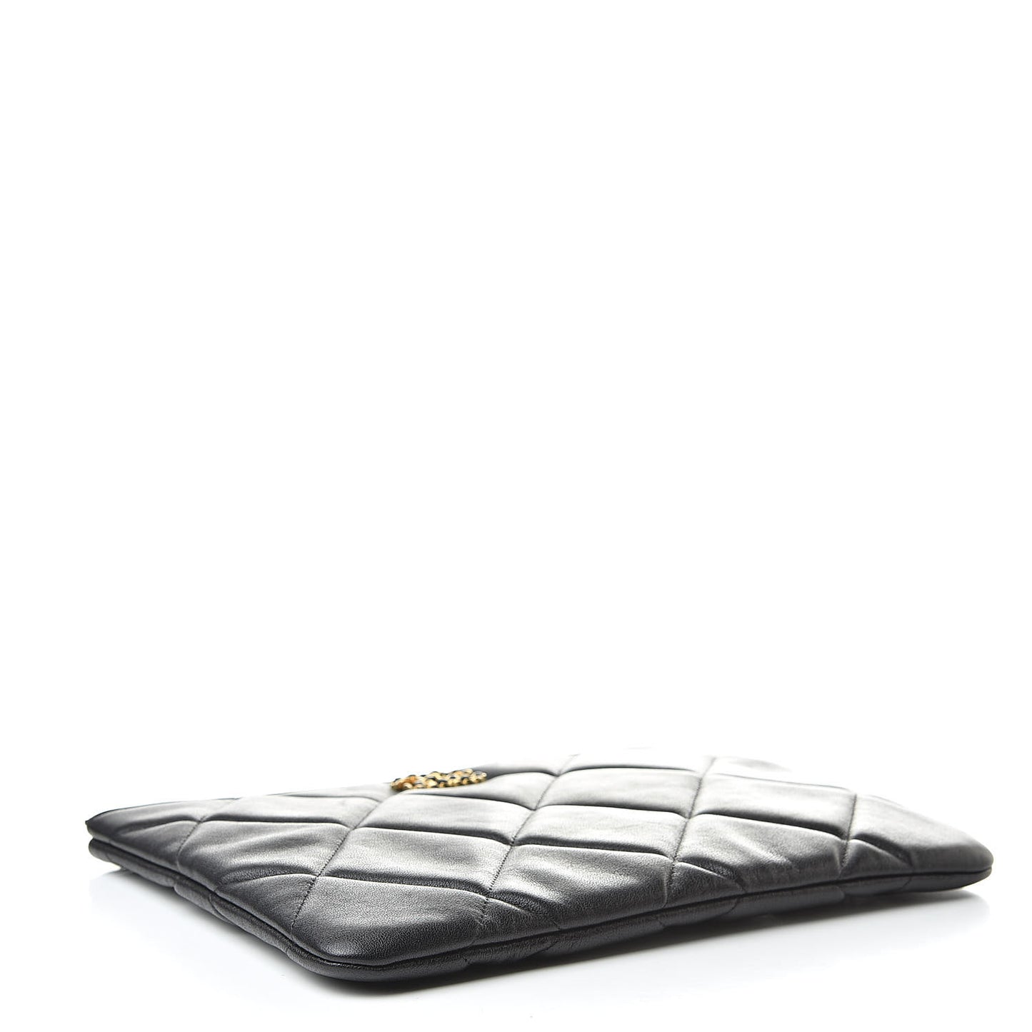 Goatskin Quilted Large Chanel 19 Cosmetic Case Black