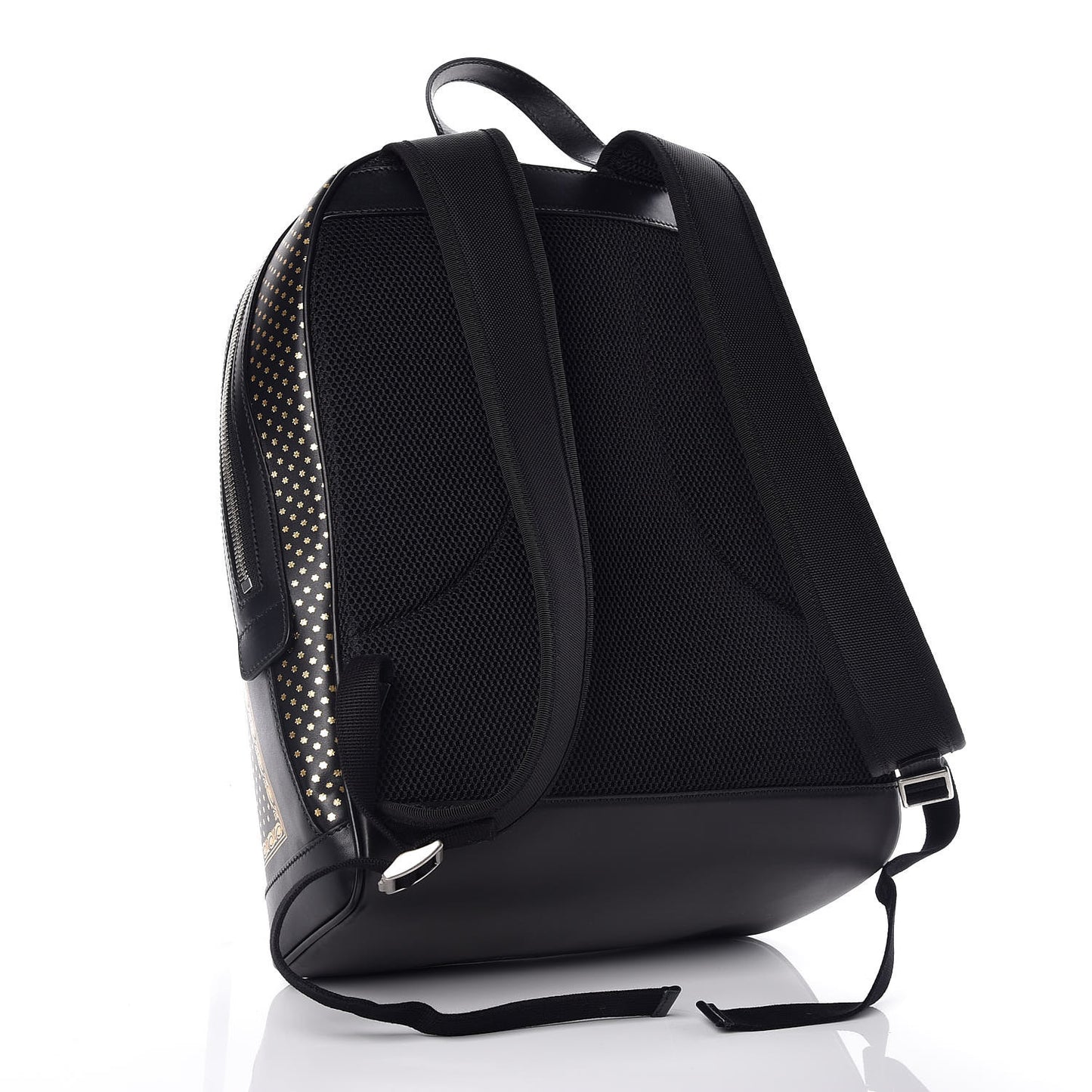 X SEGA Calfskin GUCCY Stars Dome Backpack Black Gold