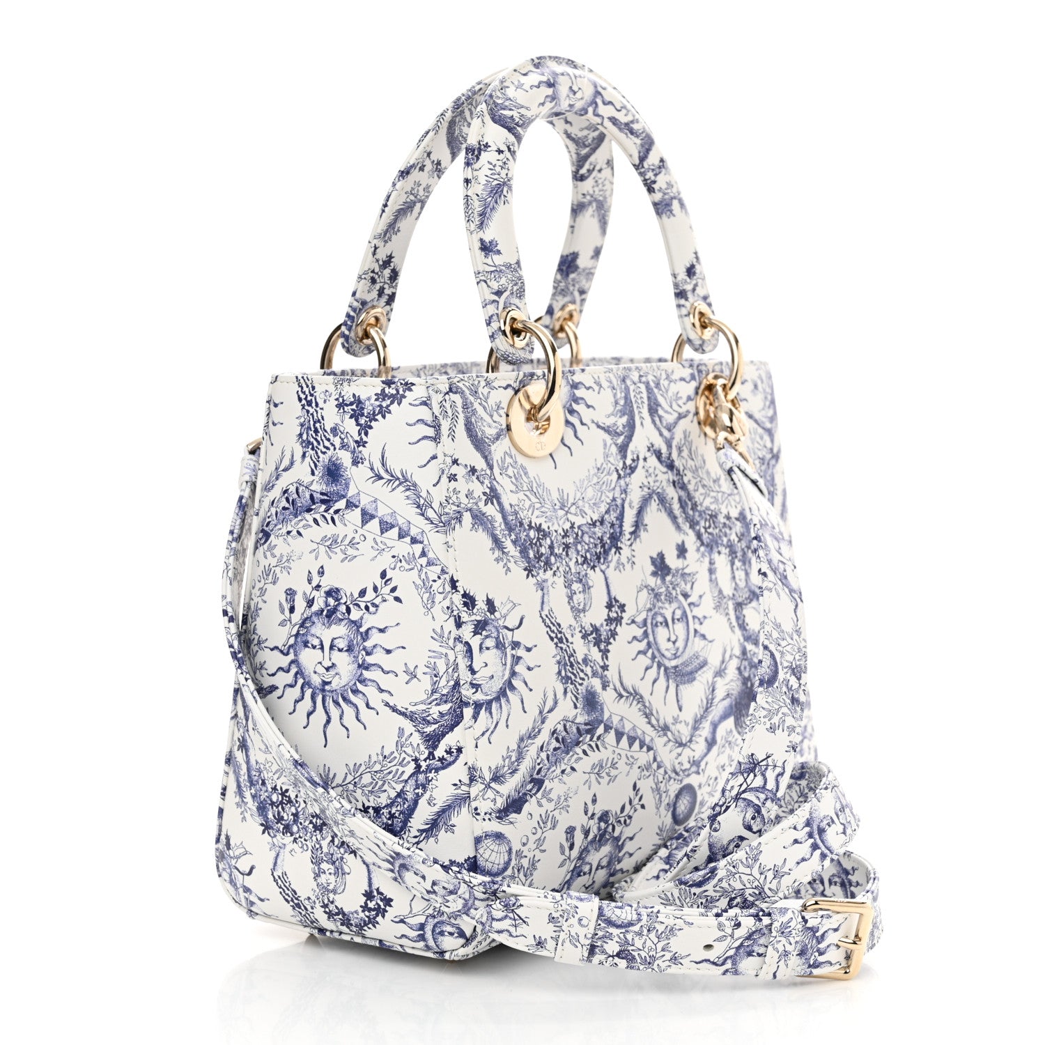 Christian Dior Calfskin Le Soleil Print Medium Lady Dior Blue Multicolor 3 of 12