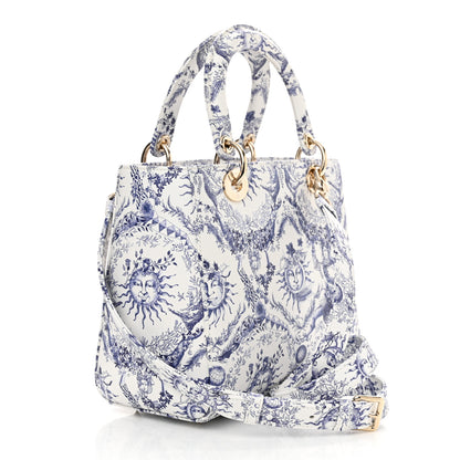 Christian Dior Calfskin Le Soleil Print Medium Lady Dior Blue Multicolor 3 of 12