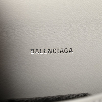 Balenciaga Box Calfskin Graffiti Logo Hourglass Top Handle Bag XS White Light Silver 6 of 9