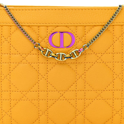 Christian Dior Calfskin Cannage Caro Zipped Pouch With Chain Sunny 9 of 11