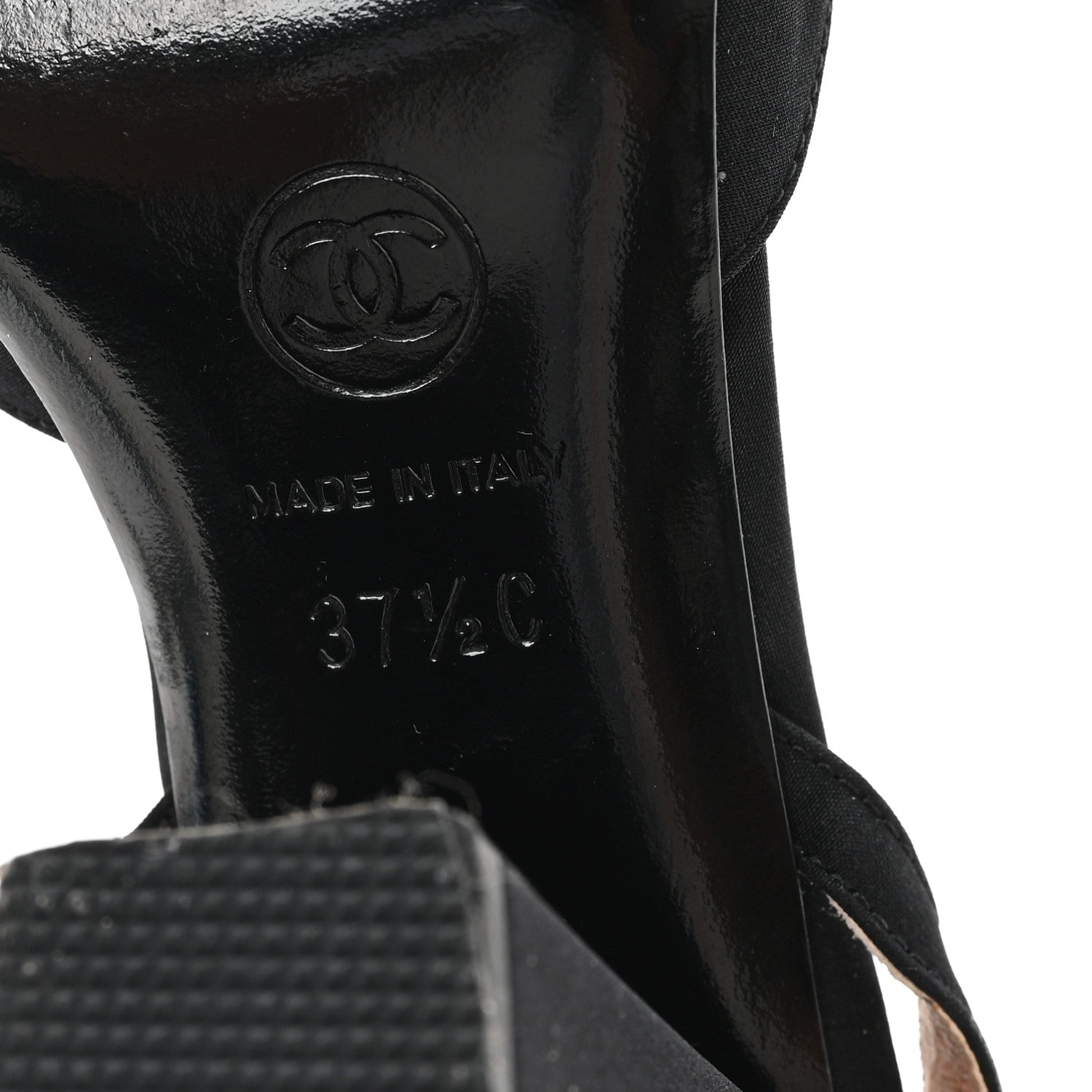 Chanel Satin Camelia Block Heels Sandals 37.5 Black 7 of 11