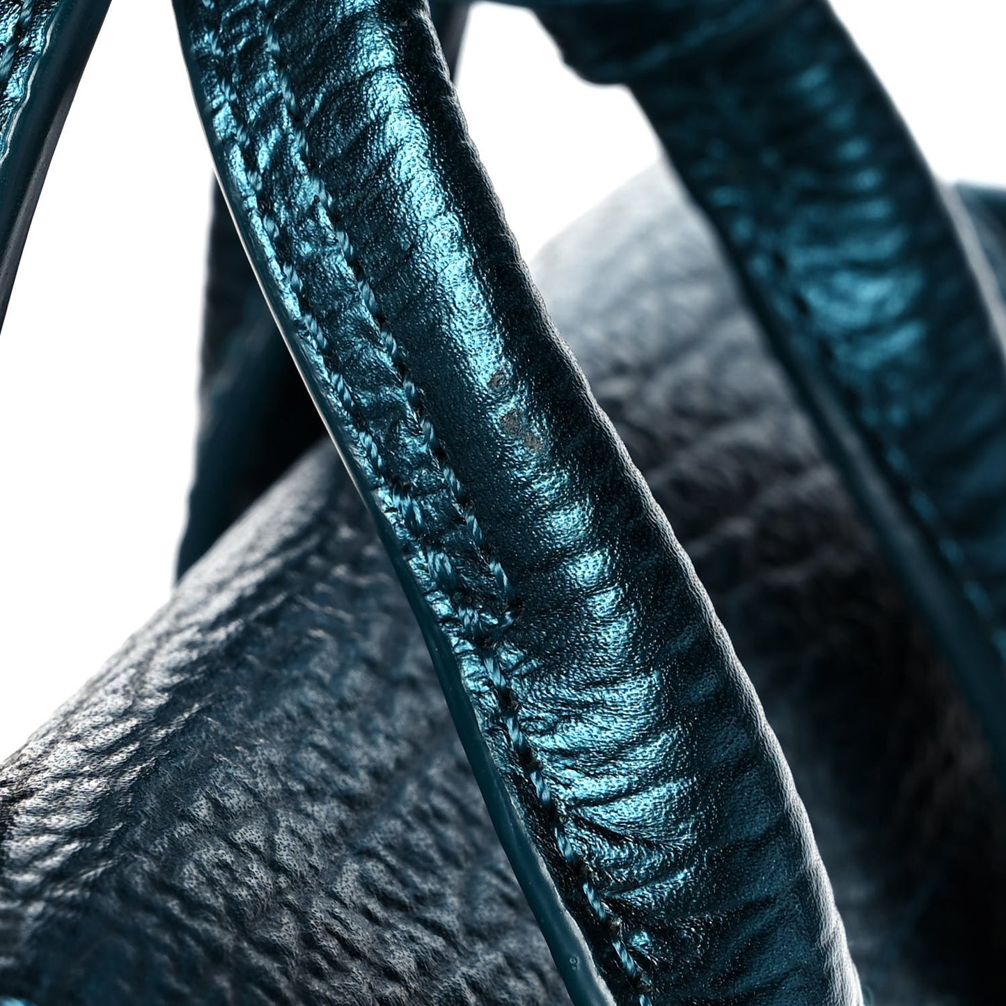 Metallic Textured Calfskin Mini Pashli Satchel Turquoise