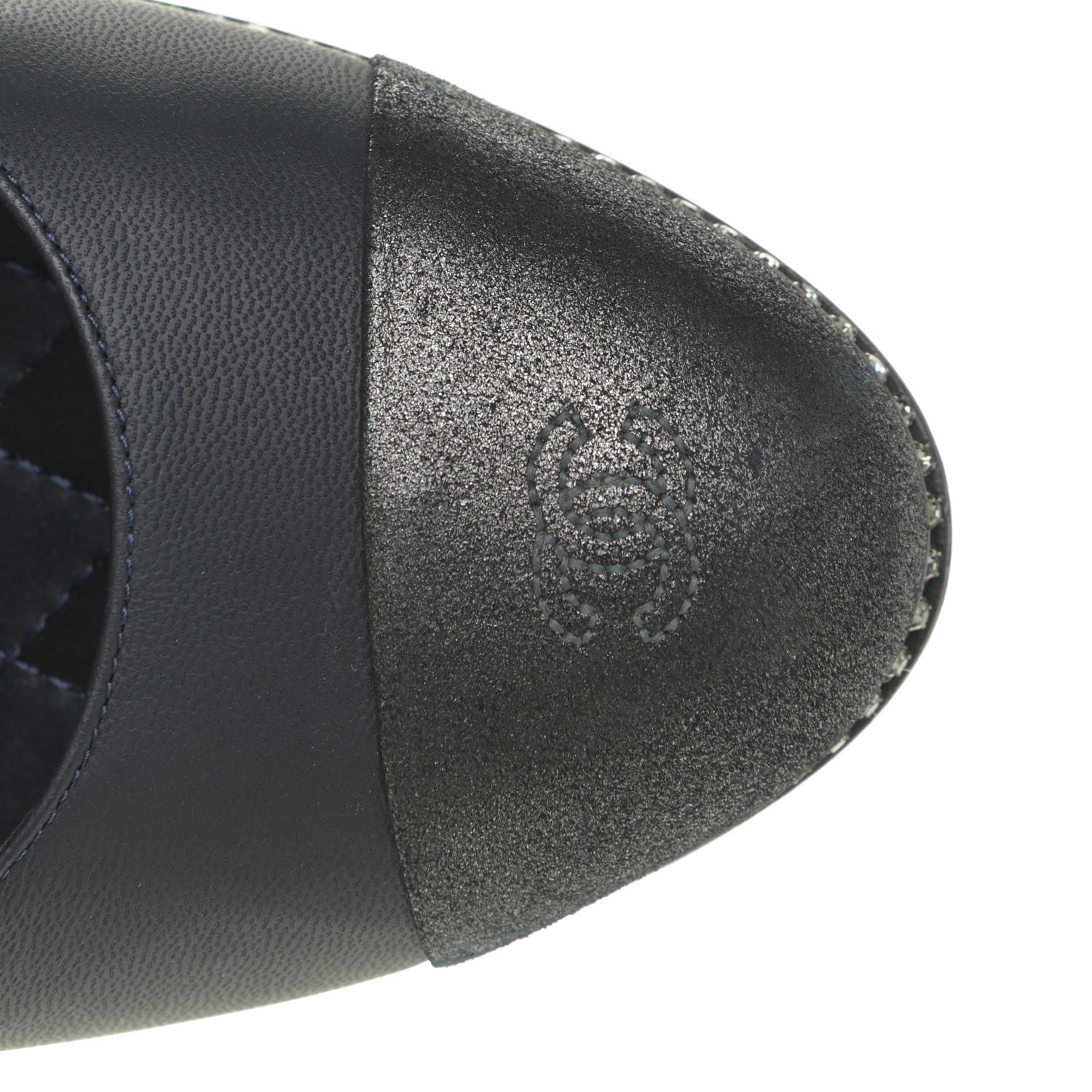 Chanel Crystal Cap Toe Slingback Pumps 38.5 Marine Gris Fonce 13 of 17