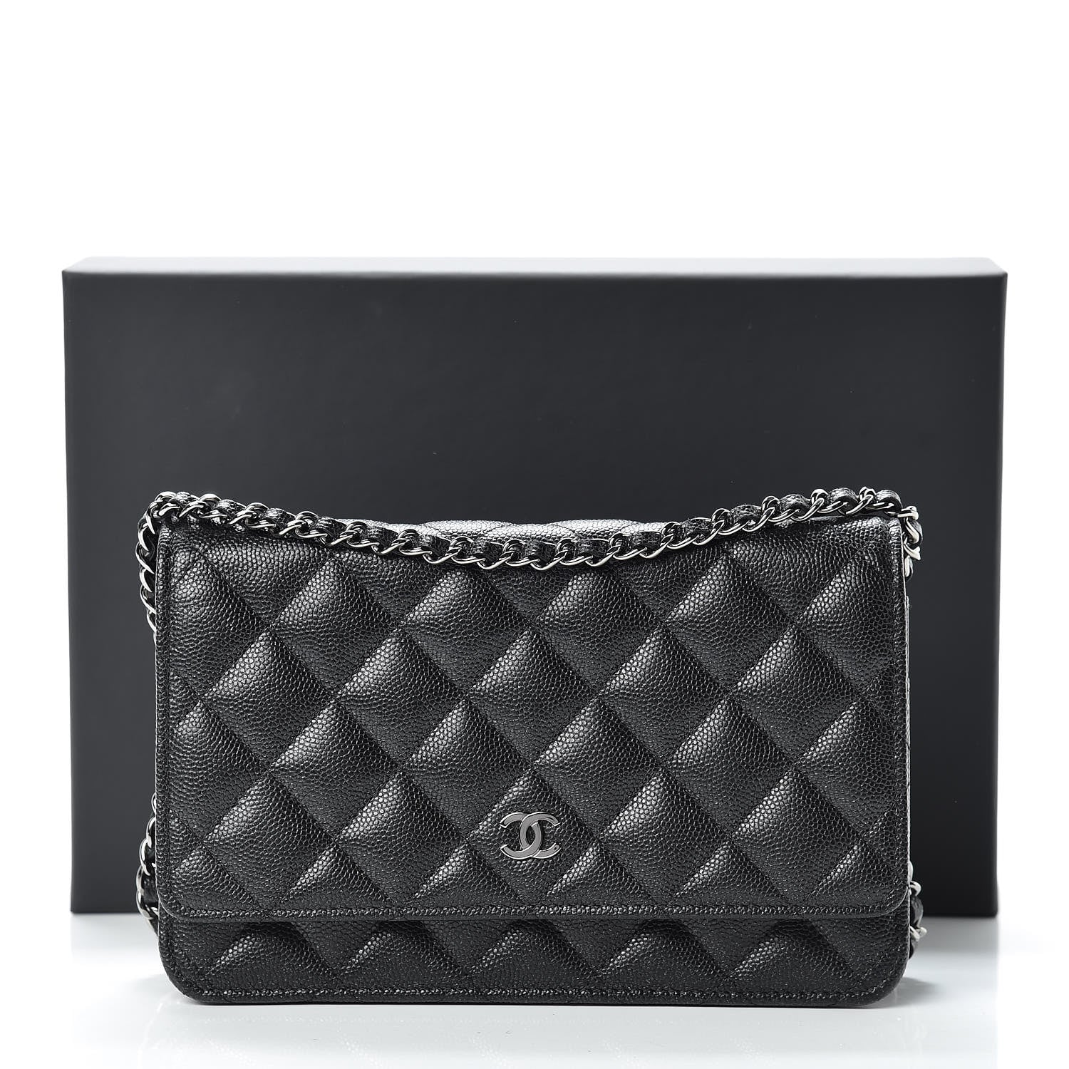 Chanel Iridescent Caviar Quilted Wallet On Chain WOC Black 14 of 14