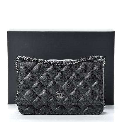 Chanel Iridescent Caviar Quilted Wallet On Chain WOC Black 14 of 14