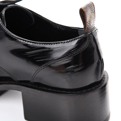 Louis Vuitton Patent Calfskin Blooms Flat Derby Platform Shoes 37 Black 13 of 14
