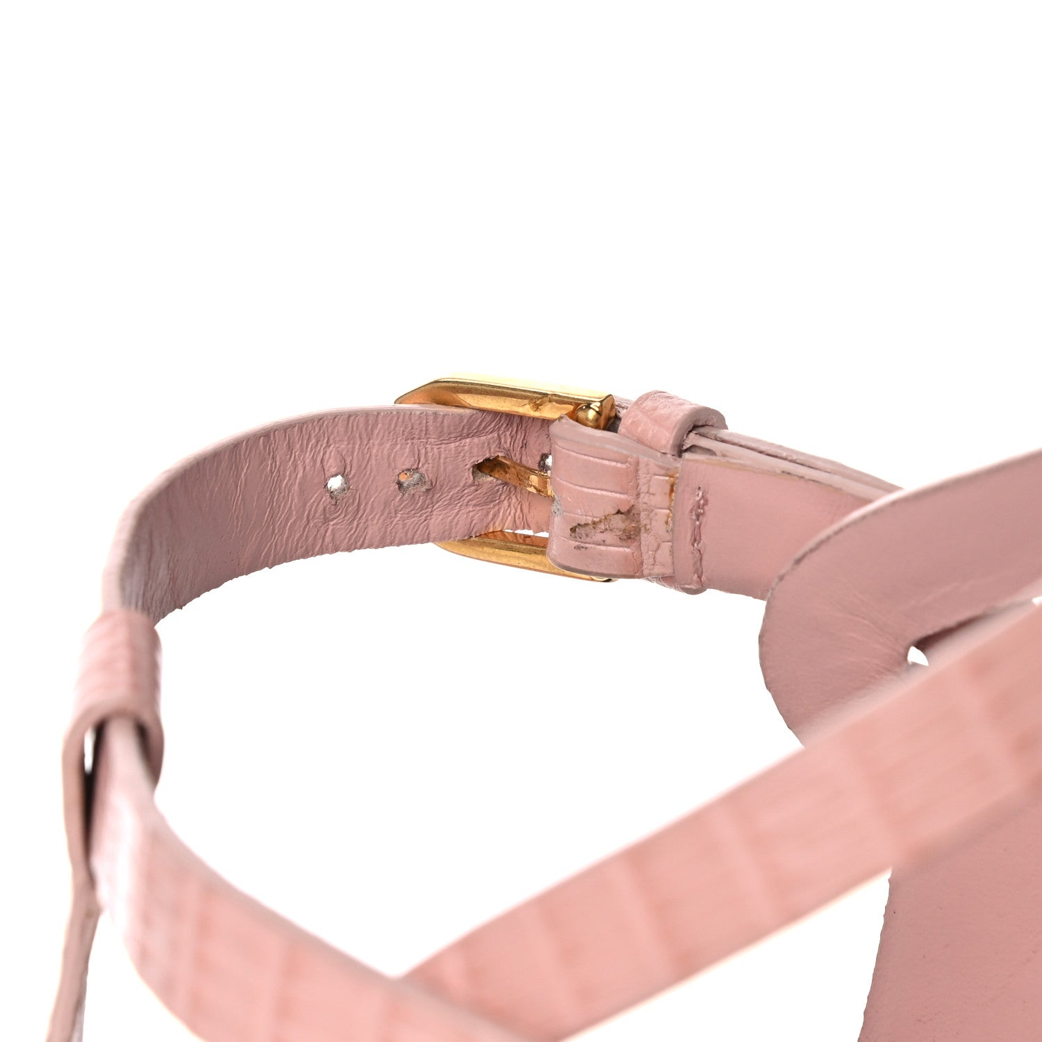Saint Laurent Calfskin Crocodile Embossed Tribute 105 Platform Sandals 38 Pale Pink 10 of 13