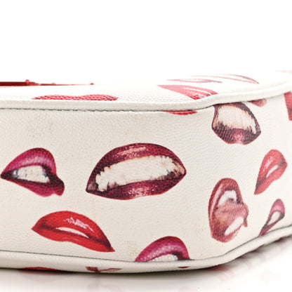 Saint Laurent Grain De Poudre Lips Print Medium Classic Monogram Camera Bag White Red 10 of 12