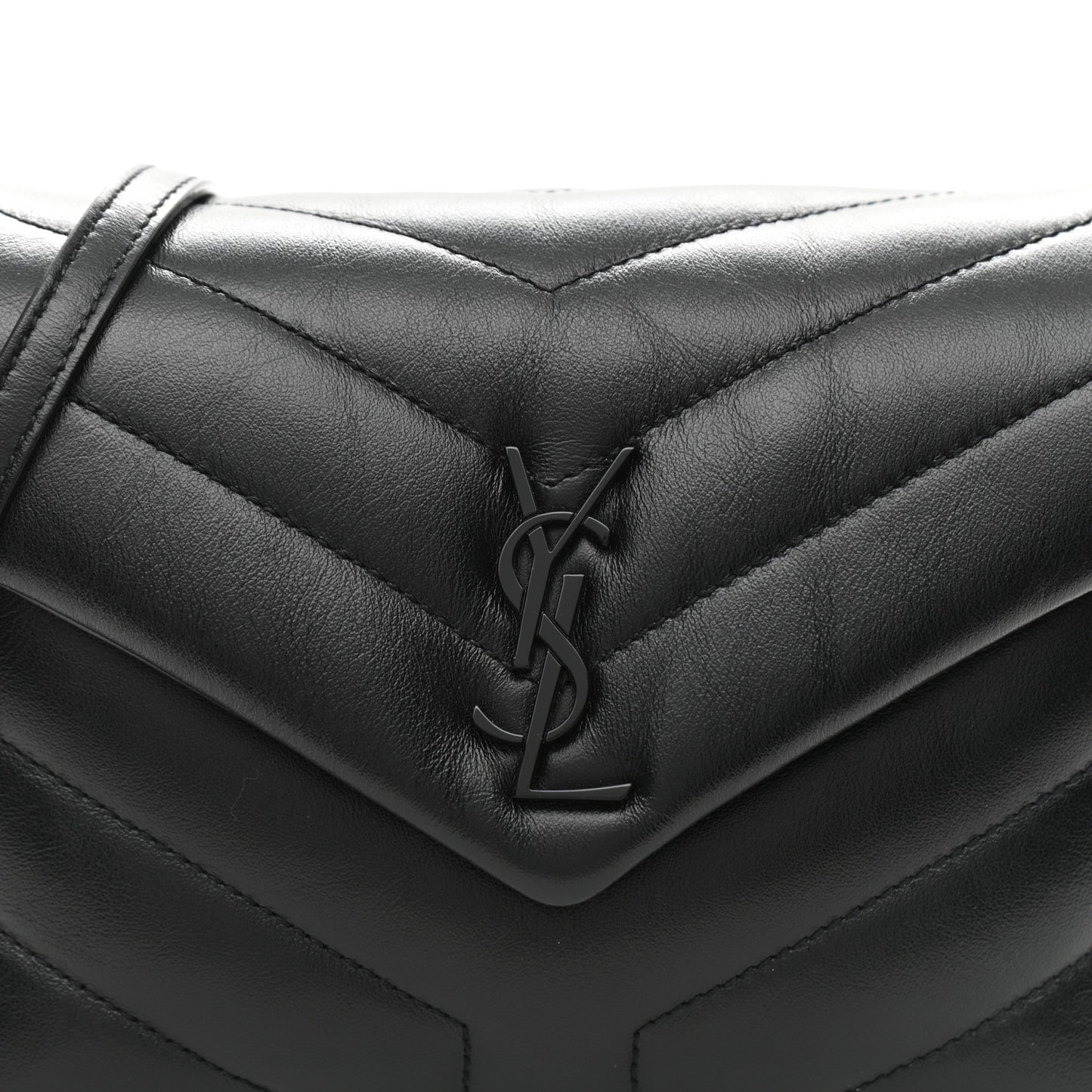 Calfskin Y Quilted Monogram Toy Loulou Crossbody Bag Black